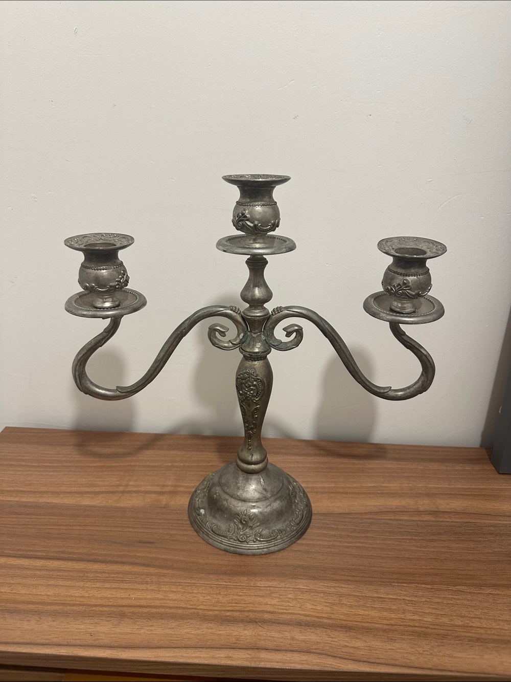 Antique-Style Silver plated 3-Arm Candelabra - Home Accents 13”h, 13” w